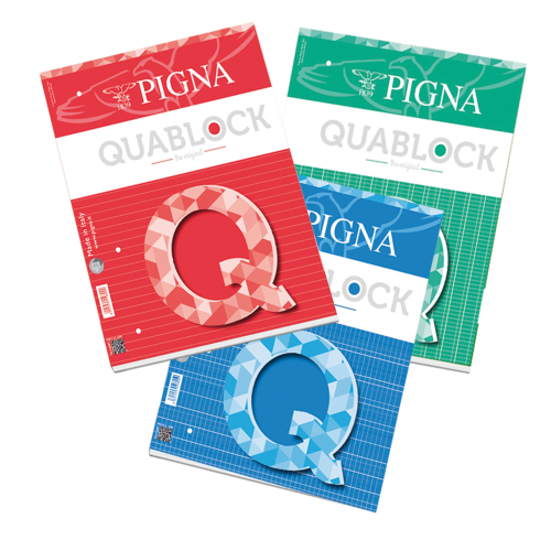 Blocchi Quablock A4 5 mm collato Fg. 50 80 gr/mq copertina patinata 115gr/mq (conf.5)